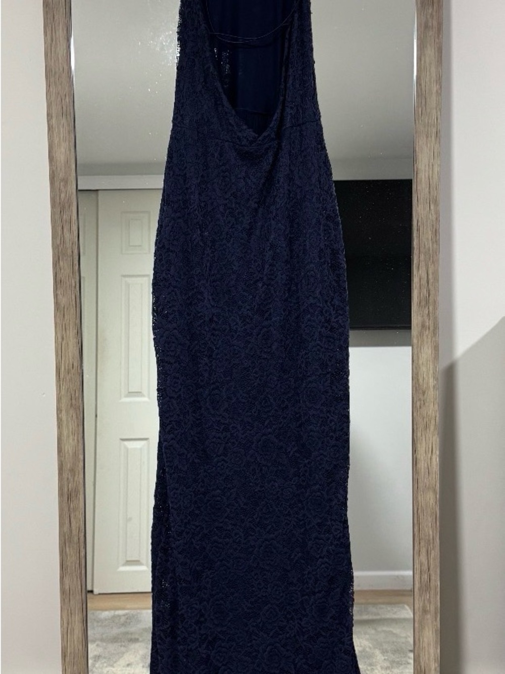 Navy Lace Halter Maxi Dress